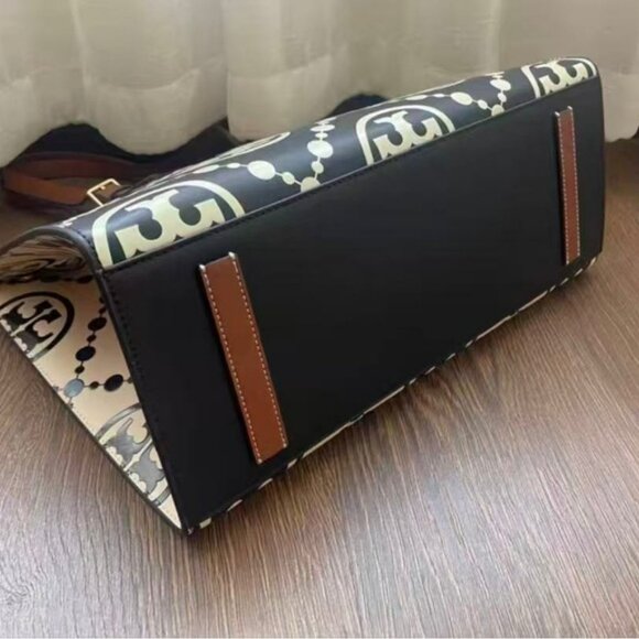 Tory Burch T Monogram Contrast Embossed Tote Bag - Picture 6 of 7